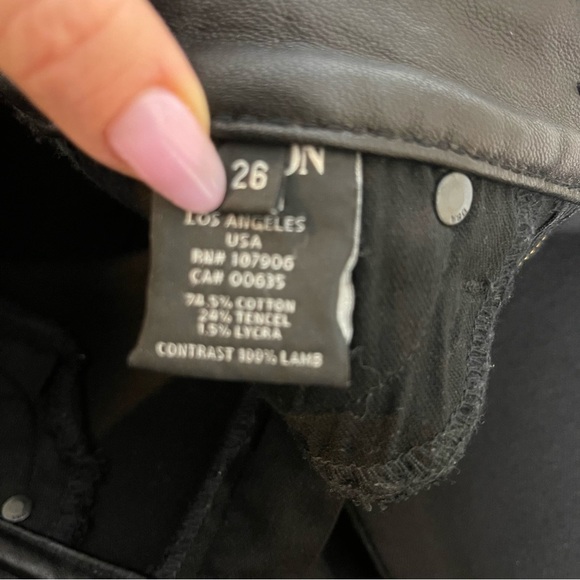 Hudson  Vintage Leeloo Super Skinny Crop Black with Lambskin Leather Trim, 26 - Picture 11 of 16